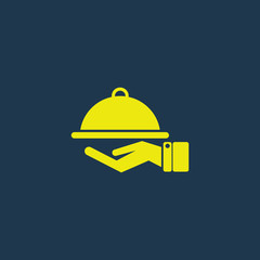 Yellow icon of Food Service on dark blue background. Eps.10