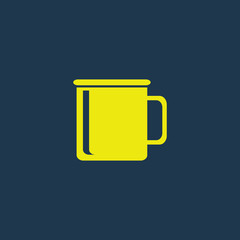 Yellow icon of  Mug on dark blue background. Eps.10