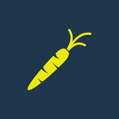 Yellow icon of Carrot on dark blue background. Eps.10