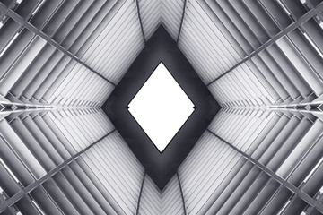 metal structure similar to spaceship interior in black and white