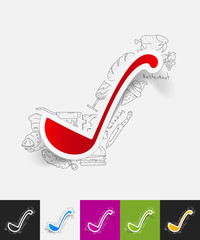 ladle paper sticker with hand drawn elements