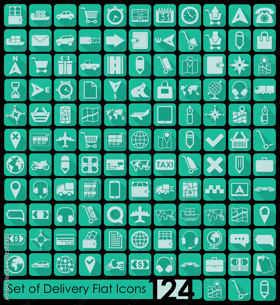 Poster Set of delivery icons