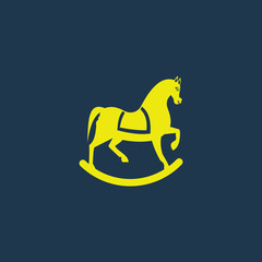 Yellow icon of Toy Horse on dark blue background. Eps.10
