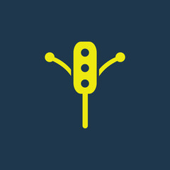 Yellow icon of Baby Rattle Toy on dark blue background. Eps.10