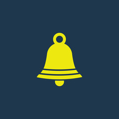 Yellow icon of Bell on dark blue background. Eps.10