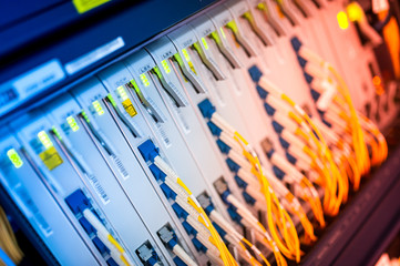 fiber optic with servers in a technology data center
