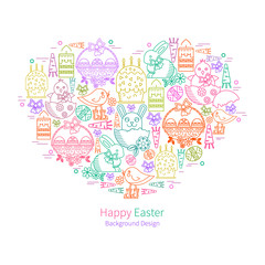 Happy easter. Linear vector icons