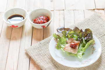 Korean barbecue pork(Kalbi Pork) with vegetables.