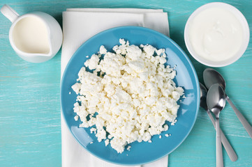 Dairy products on table