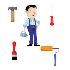 People man at work technician vector illustration