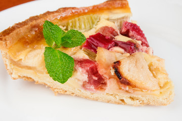 French tart with apple and rhubarb