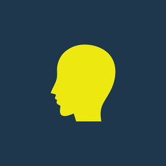 Yellow icon of Head on dark blue background. Eps.10