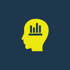 Yellow icon of Head on dark blue background. Eps.10