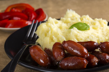 Sausages and mashed potato