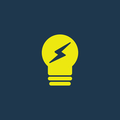 Yellow icon of Idea Bulb on dark blue background. Eps.10