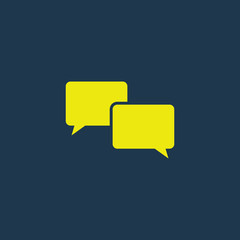 Yellow icon of Comments on dark blue background. Eps.10
