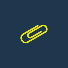 Obraz premium Yellow icon of Attachment on dark blue background. Eps.10
