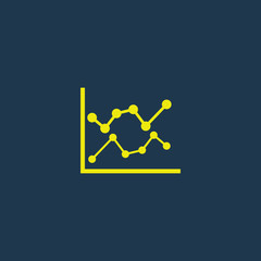 Green icon of Graph on dark blue background. Eps.10