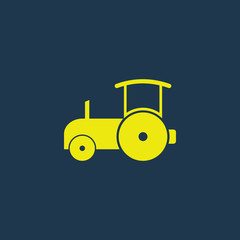 Green icon of Road Roller on dark blue background. Eps.10