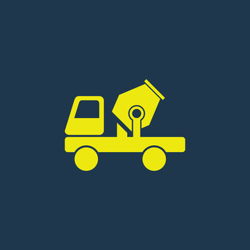 Green icon of Cement Mixer Truck on dark blue background. Eps.10