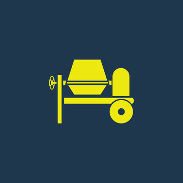 Green icon of Cement Mixer on dark blue background. Eps.10