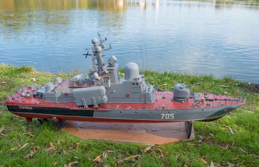 Model of a large missile boat 