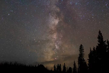 Foto auf Acrylglas Stars of Milky Way and Northern Lights at Night © Joshua Rainey
