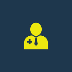 Yellow icon of Doctor on dark blue background. Eps.10