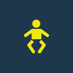 Yellow icon of Infant Baby on dark blue background. Eps.10