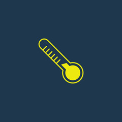 Yellow icon of Thermometer on dark blue background. Eps.10