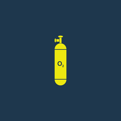Yellow icon of Oxygen Cylinder on dark blue background. Eps.10