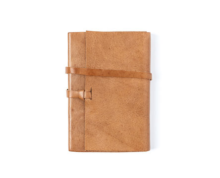 Brown Leather notebooks isolated on white background