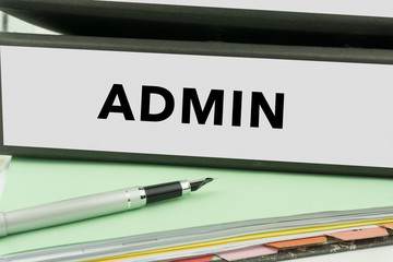Admin - Ring Binder in the office. Administration binder. Business Concept
