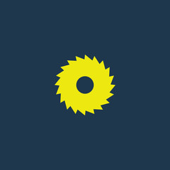 Yellow icon of Saw Wheel on dark blue background. Eps.10
