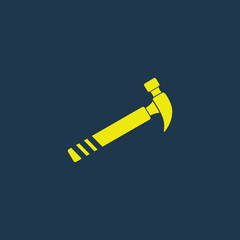 Yellow icon of Hammer on dark blue background. Eps.10