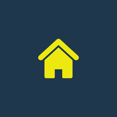 Yellow icon of Home on dark blue background. Eps.10