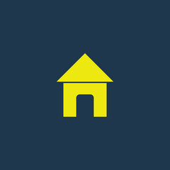 Yellow icon of Home on dark blue background. Eps.10