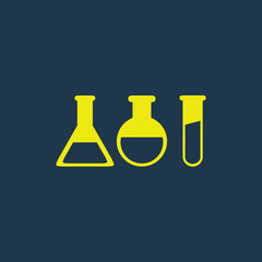Yellow icon of Laboratory Glass on dark blue background. Eps.10