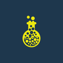 Yellow icon of Laboratory Glass on dark blue background. Eps.10