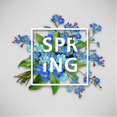 Spring background with blue flowers