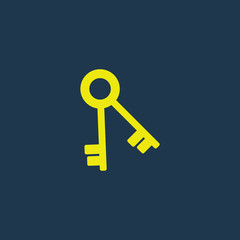 Yellow icon of Key on dark blue background. Eps.10