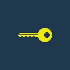 Yellow icon of Key on dark blue background. Eps.10