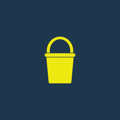 Yellow icon of Bucket on dark blue background. Eps.10