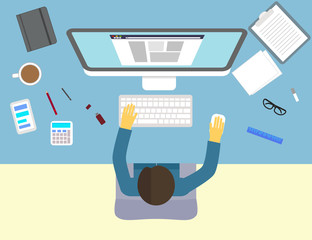 Workspace with design elements. Vector