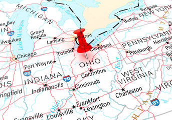 Ohio Map - obrazy, fototapety, plakaty