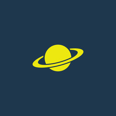 Yellow icon of Planet on dark blue background. Eps.10