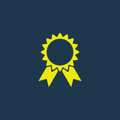 Yellow icon of Badge on dark blue background. Eps.10