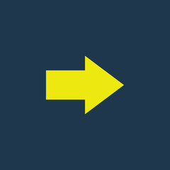 Yellow icon of Right Arrow on dark blue background. Eps.10