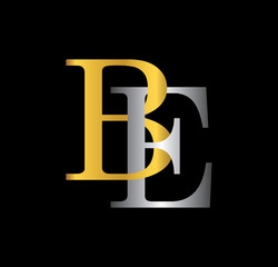 BE initial letter with gold and silver