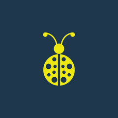 Yellow icon of Lady Bug on dark blue background. Eps.10